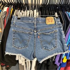 Levi's 550 Classic Bootcut Medium Blue High Waisted Denim Cutoff Shorts